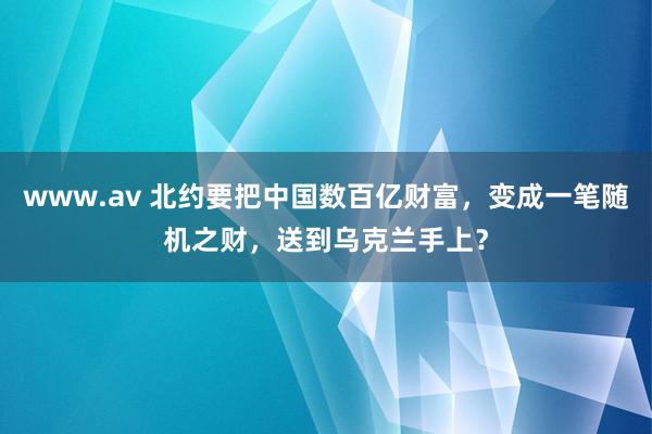 www.av 北约要把中国数百亿财富，变成一笔随机之财，送到乌克兰手上？