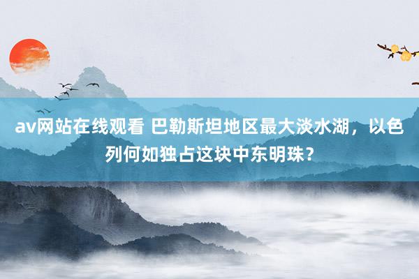 av网站在线观看 巴勒斯坦地区最大淡水湖，以色列何如独占这块中东明珠？