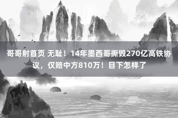 哥哥射首页 无耻！14年墨西哥撕毁270亿高铁协议，仅赔中方810万！目下怎样了