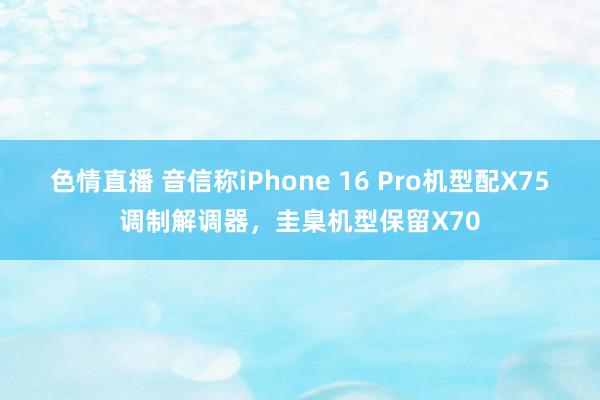 色情直播 音信称iPhone 16 Pro机型配X75调制解调器，圭臬机型保留X70