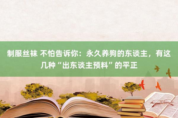 制服丝袜 不怕告诉你：永久养狗的东谈主，有这几种“出东谈主预料”的平正