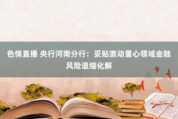 色情直播 央行河南分行：妥贴激动重心领域金融风险退缩化解