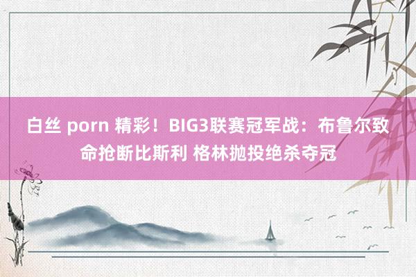 白丝 porn 精彩！BIG3联赛冠军战：布鲁尔致命抢断比斯利 格林抛投绝杀夺冠